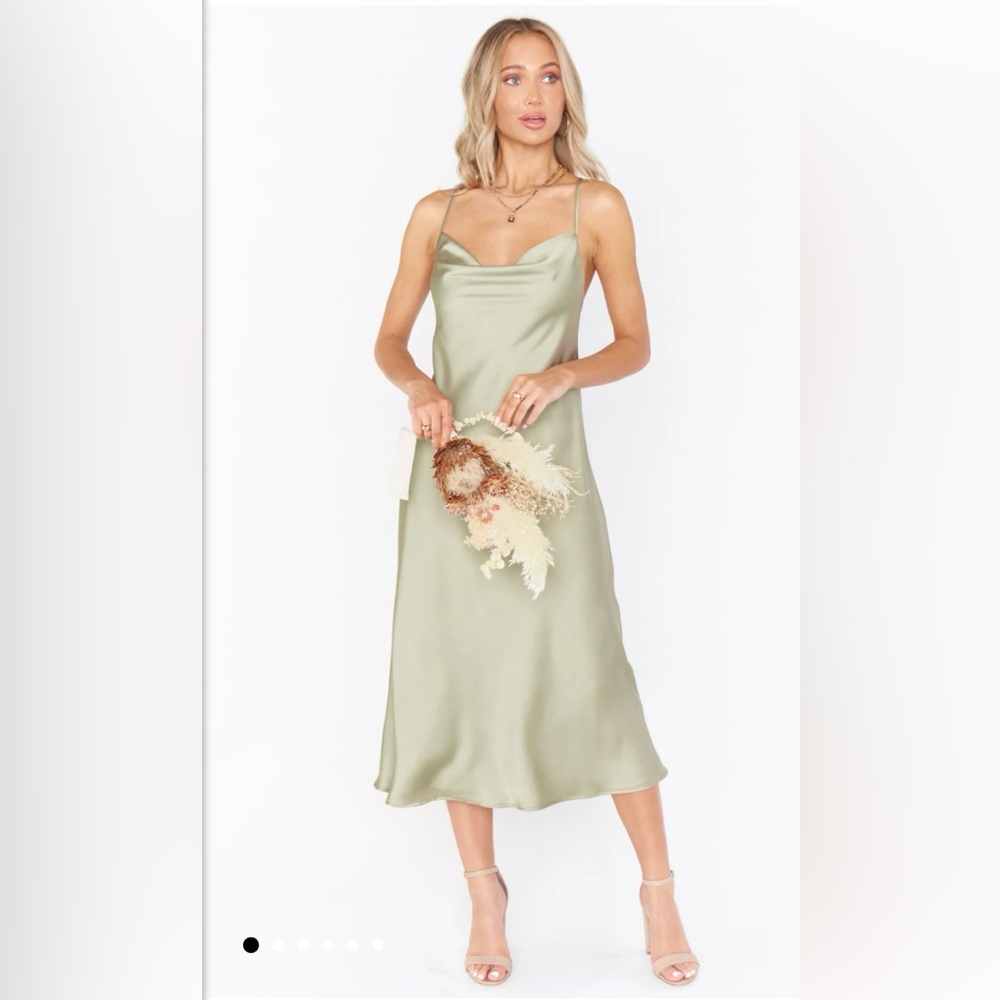 Show Me Your MuMu Green Slip Dress Sleeveless Cowl Neck